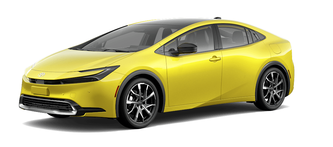 2023 toyota prius prime xse yellow front view