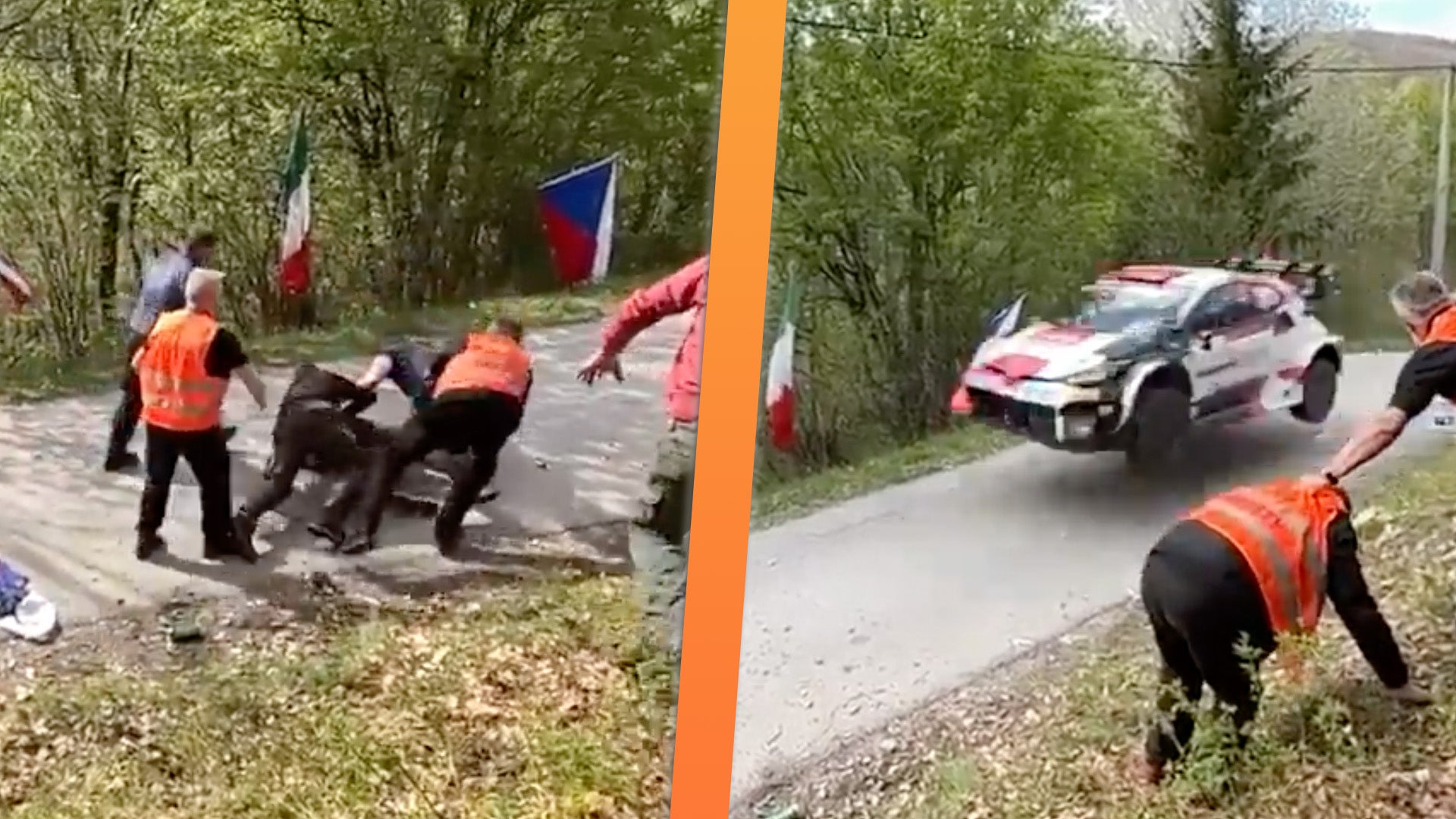 brawling-idiots-nearly-clobbered-by-toyota-gr-yaris-during-wrc-race