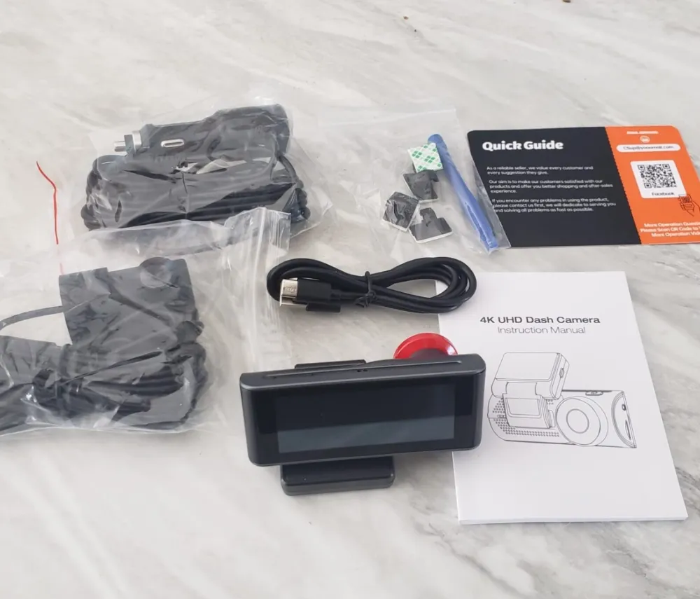 vstark ‎4k dashcam front and rear camera: what's in the package